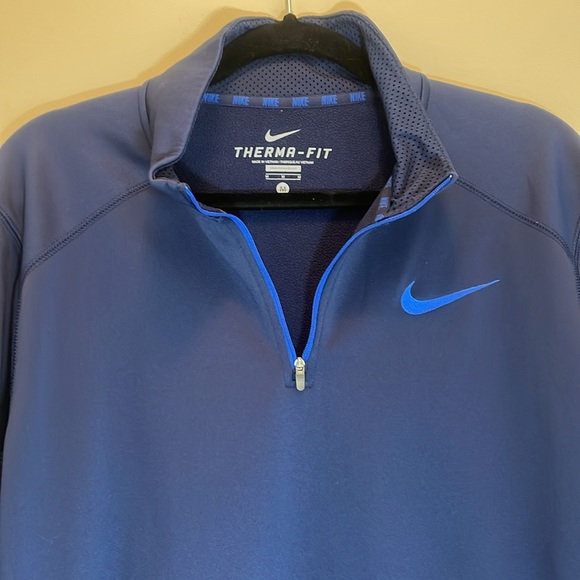 Nike Therma-Fit Blue Half Zipper Pullover with Light Blue Swoosh Size Medium - Picture 6 of 7